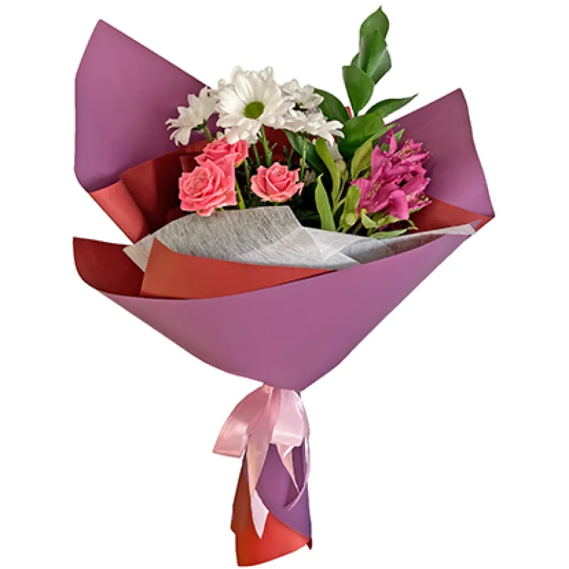 Букет с хризантемой, розой и альстромерией, доставка Бирюч